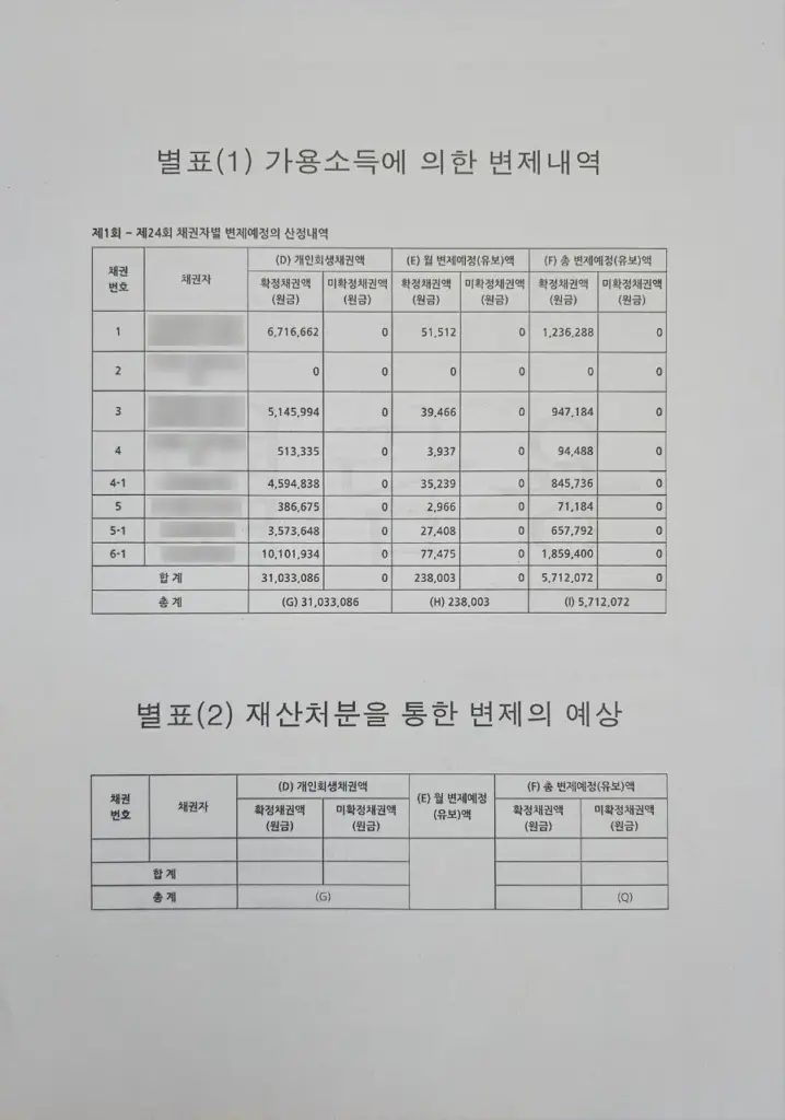 개인회생 3100만원(82% 탕감), 일용직 노동자 상환 2년 실제 사례